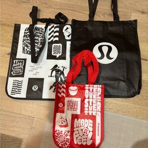 lululemon Black and Red Graphic NEW Tote Bags